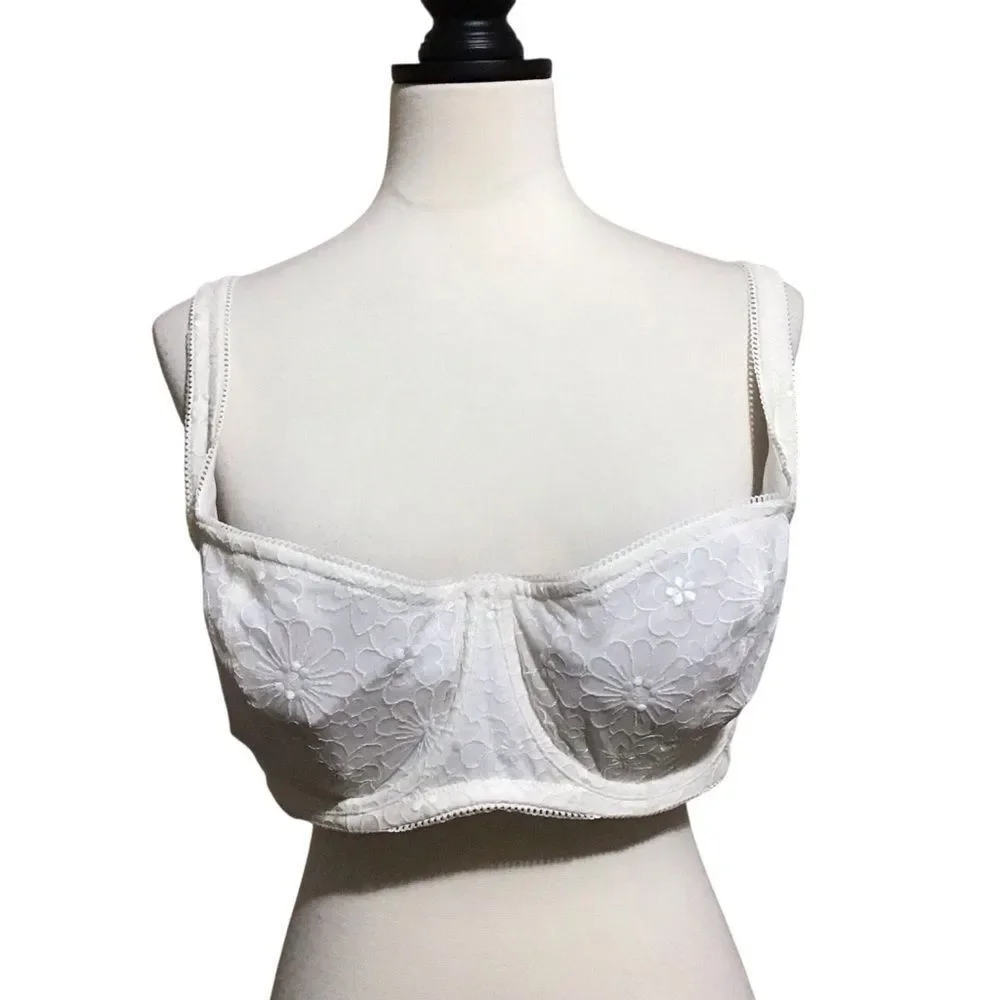 Aerie Cream Lined Lace Balconette‎ Bra 38DD